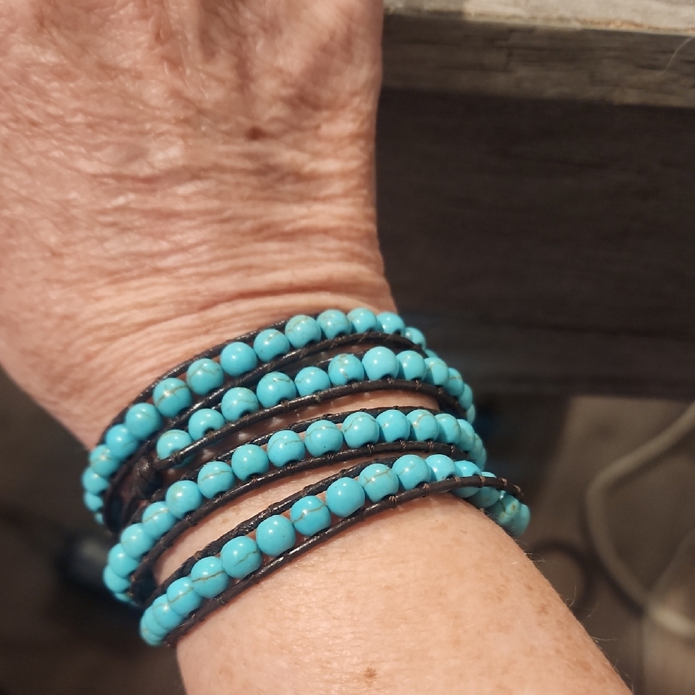Victoria Emerson Blue and Brown Beaded Bracelet Set